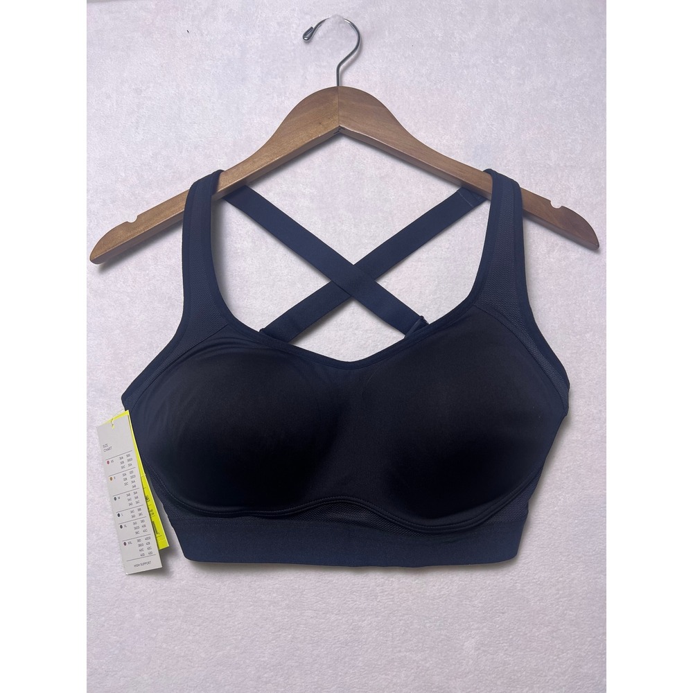 NWT! All in Motion 34DD Sports Bra Athletic Gym Black High Support Molded Cup